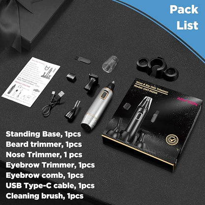 Nose Hair Trimmer for Men Rechargeable 3-IN-1 Versatile Professional Painless Trimmer for Nose, Ear, Beard, Facial, Pubic Hair - Wet or Dry Use, Dual Edge Blades
