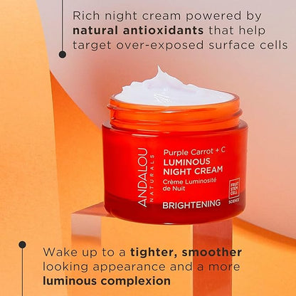 Andalou Natural Purple Carrot + C Luminous Night Cream, Purple Carrot Plus C Luminous, 1.7 Ounce
