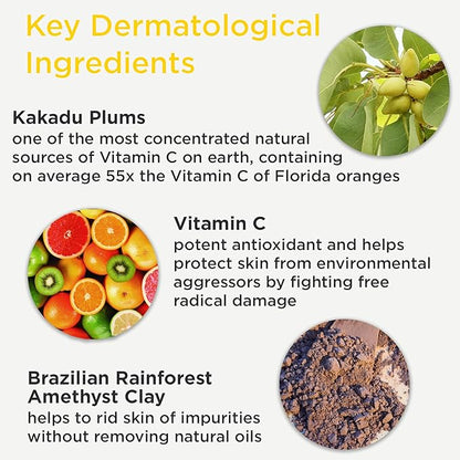 DERMAdoctor 20% Vitamin C Face Serum 0.5 fl oz Cleanser 2.37 fl oz with Caffeine Eye Cream Vitamin E & Ferulic Acid | Kakadu C Anti Aging, Hydrating & Discoloration Correcting Serum