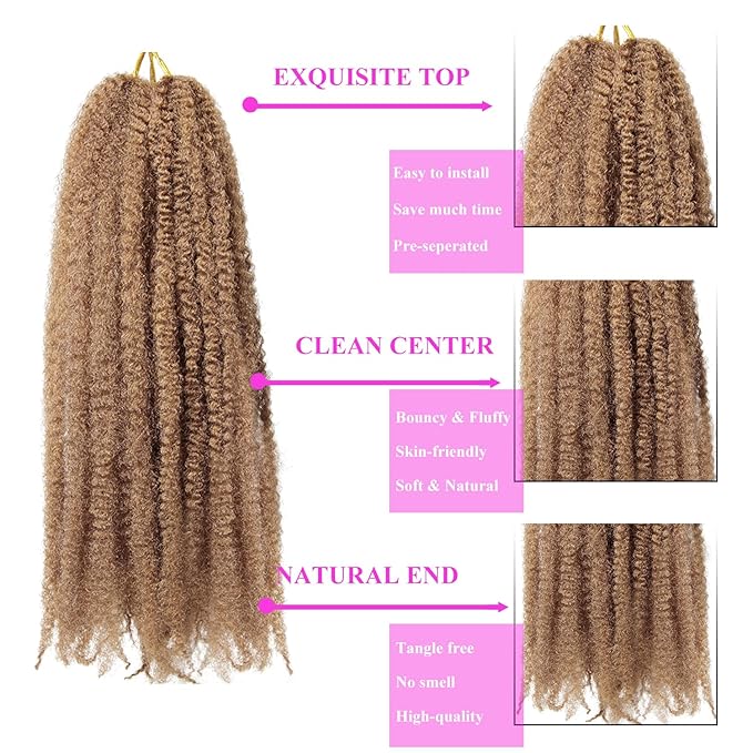 Marley Twist Braiding Hair 18 Inch 8 Packs – Long-Lasting Marley Hair, Fluffy&Tangle-Free Cuban Twist Hair for Braiding, Natural Look Synthetic Spring Afro Kinky Twist Hair Extensions (27)