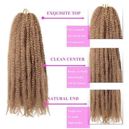 Marley Twist Braiding Hair 18 Inch 8 Packs – Long-Lasting Marley Hair, Fluffy&Tangle-Free Cuban Twist Hair for Braiding, Natural Look Synthetic Spring Afro Kinky Twist Hair Extensions (27)