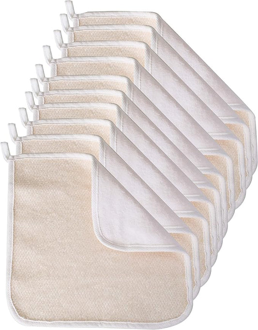 Paradiso Soft-Weave Wash Cloths, Cleansing and Exfoliating, White, Pack of 10