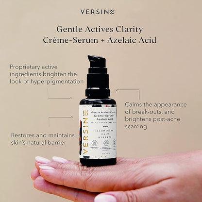 Versine Gentle Actives Serum for Face | Acne Prone Skin | Pregnancy Safe with Azelaic Acid, Vitamin C, Squalane, Niacinamide, Hyaluronic Acid | Moisturizer, Anti Aging and Brightening | 1Fl Oz