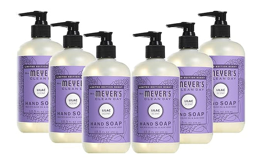 MRS. MEYER'S CLEAN DAY Liquid Hand Soap Bottle, Lilac, 12.5 Fl Oz (Pack of 6)