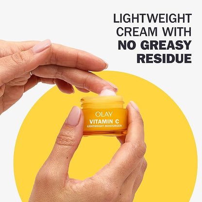 Olay Vitamin C Face Moisturizer, Brightening Cream for Women, Trial Size, Evens Tone, Dark Spot & Hyperpigmentation Reduction, Glowing Skin Care - Niaciniamide, Lactic Acid, 0.5 Oz