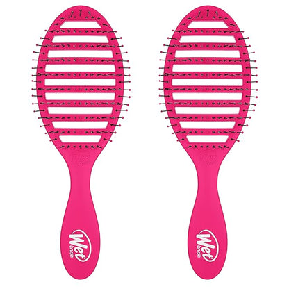 Wet Brush Speed Dry Hair Brush - Pink - Vented Design and Ultra Soft HeatFlex Bristles Are Blow Dry Safe With Ergonomic Handle Manages Tangle and Uncontrollable Hair - Pain-Free (Pack of 2)