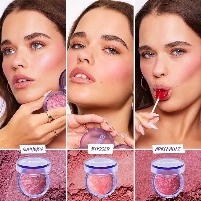 Kosas Blush is Life – Talc-Free Dimensional Blush Baked with Squalane & Hyaluronic Acid – Long Wear, Safe for Sensitive Skin- Blissed
