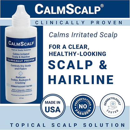 Scalp Solution | Calms Irritated Scalp | Dry Scalp Treatment | Reduces Scales, Flakes & Redness | Clinically Proven | Free of Steroids | Non Shampoo Leave-On Scalp Treatment | 4 oz