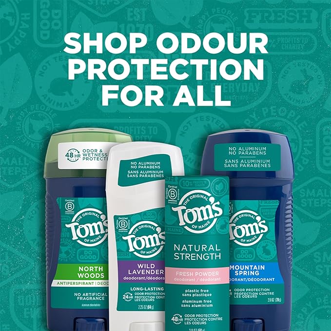 Tom's of Maine Long-Lasting Aluminum-Free Natural Deodorant for Men, North Woods, 2.8 oz. 3-Pack (Packaging May Vary)