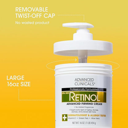 Advanced Clinicals Retinol Body Lotion + Collagen Body Oil 2pc Skincare Set For Women & Men | Fragrance Free Retinol Lotion + Collagen Massage Body Oil To Improve Appearance Of Crepey Skin, 2pc Set
