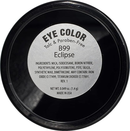 Eclipse Shimmering Glitter Black Onyx Chrome Dark Grey Pressed Powder Single Vegan Eyeshadow; Talc, Paraben & Cruelty Free