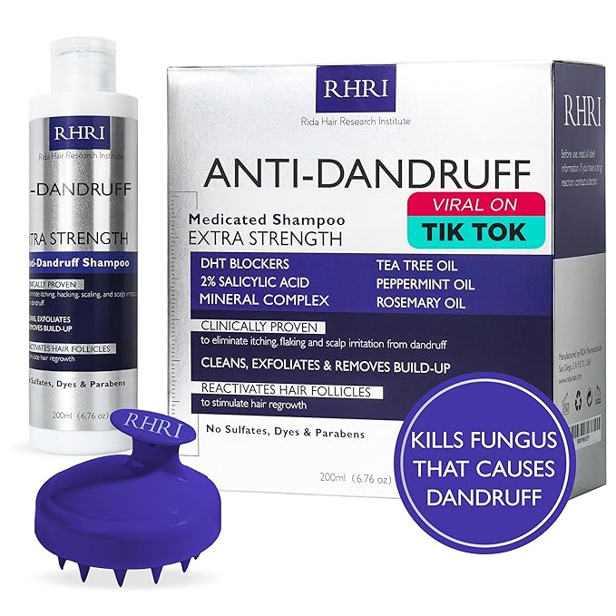 Anti Dandruff Shampoo for Men & Women | Extra Strength Medicated Shampoo with 2% Salicylic Acid and Tea Tree Oil for Itchy, Dry Scalp, Flakes and Build-Up | Sulfate Free 200ml