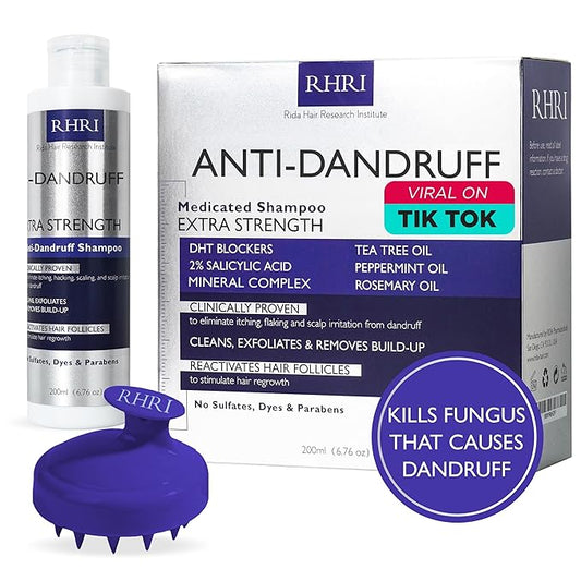 Anti Dandruff Shampoo for Men & Women | Extra Strength Medicated Shampoo with 2% Salicylic Acid and Tea Tree Oil for Itchy, Dry Scalp, Flakes and Build-Up | Sulfate Free 200ml