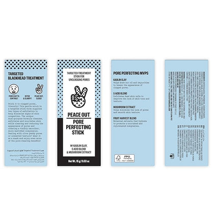 PEACE OUT Pore Perfecting Stick Acne Solution & Blackhead Remover, Glycolic Acid & Salicylic Acid Cleanser, Works Like a Face Wash, Skincare Facial Cleanser & Exfoliating Facial Scrub, 15g /0.53oz