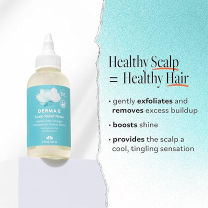 DERMA-E Scalp Exfoliating Rinse, Clarifying Rescue for Scalp Relief, Color-Safe pH Balance and Dandruff, 4 fl oz