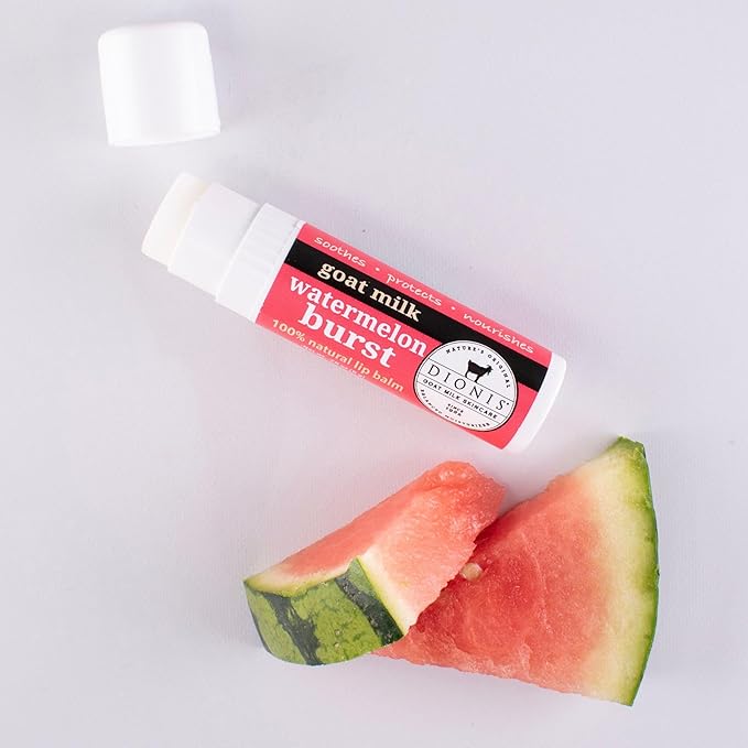Dionis Goat Milk Skincare Watermelon Holiday Lip Balm Gift Set - Beeswax, Shea Butter & Coconut Oil Lip Care Products Made in The USA - Cruelty Free Lip Moisturizer for Chapped Lips, 0.28oz 3 Pack