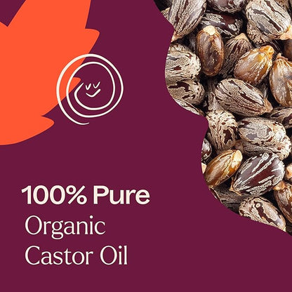 Plant Therapy Organic Castor Oil Roll On 30 mL (1 oz) Convenient Mess-Free Body Oil Roll-on for Easy Application, Cold-Pressed & Hexane-Free, Third-Party Tested for Purity