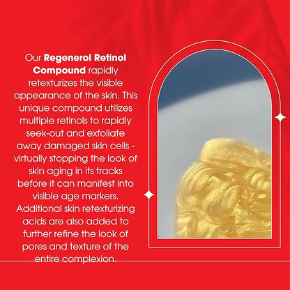 Consult Beaute - Regenerol Retinol Compound Serum for Face - Rapid Repair & Retexturizing Skin Treatment for Lines and Wrinkles - Hydrating Hyaluronic Acid - AHA -1 Fl. Oz.