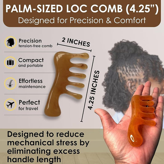 Loc Comb - Scalp Massager | Gua Sha Hair Care Inspired Wide Tooth Comb for Curls - Head Massager for Hair Growth, Hair Detangler for Women, Men By NVLX LABS (Sunkissed)