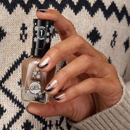 Sally Hansen Miracle Gel, Tinsel Time for Two, Long Lasting, Gel-Like Formula, No UV Lamp Needed, Semi Opaque, Shimmery Nude Nail Polish