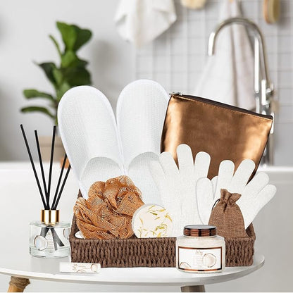 Fathers Day Gifts for Men Dad Coconut Vanilla Spa Gift Basket for Women 17-Piece Luxury Bath and Body Basket Set with Shower Gel Self Care Pampering Gifts for Mothers Day, Christmas, Birthday Gift