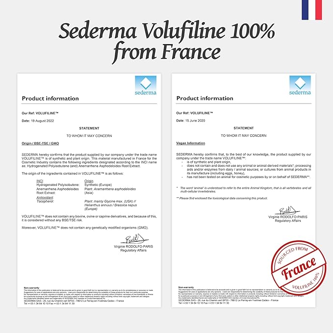 [Volufiline 12.5ml] 100% Pure Volufiline from SEDERMA (France) | DIY Skincare - Face Serum | Cosmetic Grade | For Face & Body Improved Fine Lines & Skin Elasticity
