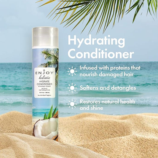 ENJOY Hair Care Holistic Hydrate Conditioner, pH 3.5-4.5, Hair Conditioner For Damaged Hair, Conditioner Curly Hair Products - 10 Fl Oz