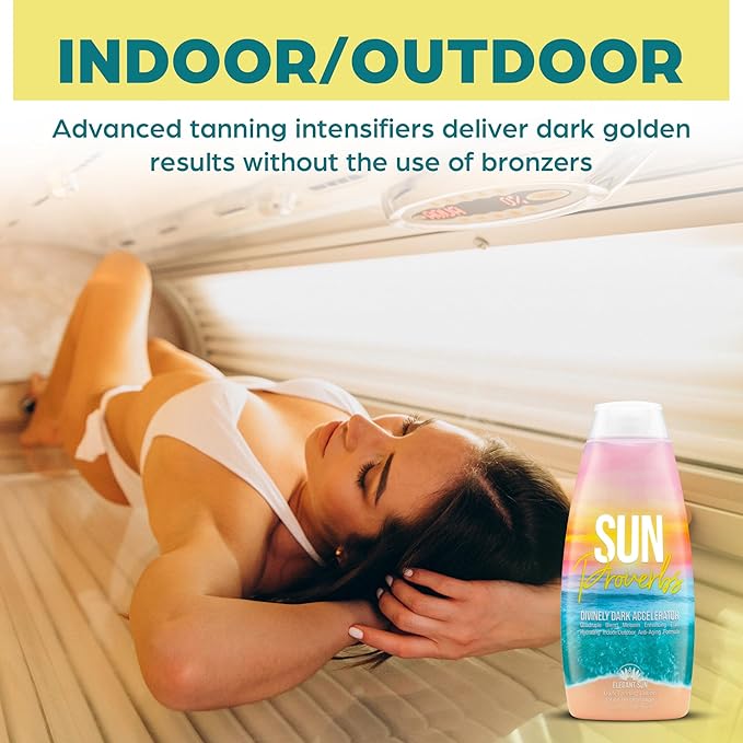 Sun Proverbs, Tanning Bed Lotion, Dark Tan Accelerator, Outdoor Indoor Tanning Lotion without Bronzer, No DHA White Tanning Lotion, Natural Bronzing Coconut Sun Kissed Lotion, by Elegant Sun