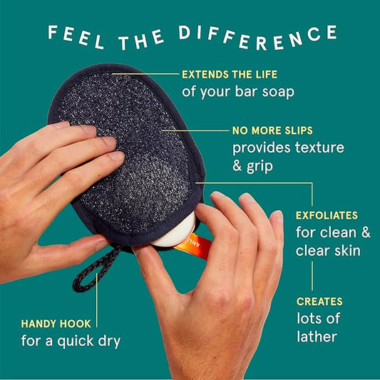 Cleanlogic Men Exfoliating Soap Saver, Sport Exfoliator Scrubber Pouch, Ideal for Post-Workout Cleanse, Daily Skincare Tool for Smooth Clean Skin, 3 Count Value Pack