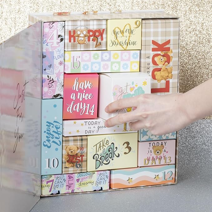 Holiday Beauty Advent Calendar Birthday Gifts for Women Self Care Gifts Get Well Soon Gifts, Bath and Body Gift Basket 15 Days of Countdown Calendar Gifts Skincare Sets for Teen Spa Gift Set