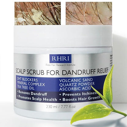 Anti Dandruff Scalp Scrub for Men and Women | Hair Treatment with Tea Tree Oil & DHT Blockers | Removes Dandruff, Soothes Itchy Scalp and Boosts Hair Growth | Enriched with Mineral Complex