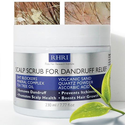 Anti Dandruff Scalp Scrub for Men and Women | Hair Treatment with Tea Tree Oil & DHT Blockers | Removes Dandruff, Soothes Itchy Scalp and Boosts Hair Growth | Enriched with Mineral Complex
