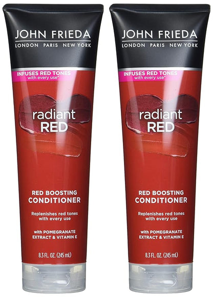 John Frieda Radiant Red, Color Boosting Conditioner, Hydrates and Enhances Red Tones with Pomegranate Extract and Vitamin E for Natural or Color-Treated Hair, 8.3 Oz, Pack of 2