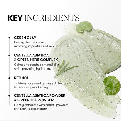 VT COSMETICS CICA Mask Cleanser, 2-in-1 Facial Wash, Non-Drying Clay Mask, Gentle Pore Care, Exfoliating, Hydrating, Centella Asiatica for Acne-Prone & Sensitive Skin, Korean Skincare (4.05 fl. oz)