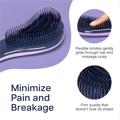 Crave Naturals Glide Thru Hair Brush - Detangler Brush for Curly, Straight, Wet or Dry Hair - Gentle Detangling Brushes for Adults, Kids, Toddlers - Hair Accessories for Women, 7.5x3" - Purple