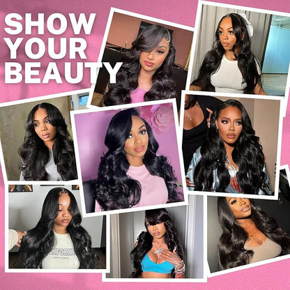 Beauty Queen 16A Body Wave Bundles Human Hair 22 24 26 Inch 100% Unprocessed Brazilian Human Hair Weave Bundles Thick Raw Vigin Hair Long Hair Extensions Natural Color For Women