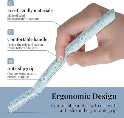 ENNVA 3pcs Dermaplane Facial Hair Removal Razor for Women - Anti-Cutting Protective Blades, Ergonomic Handle, Hygienic Disposable Blades