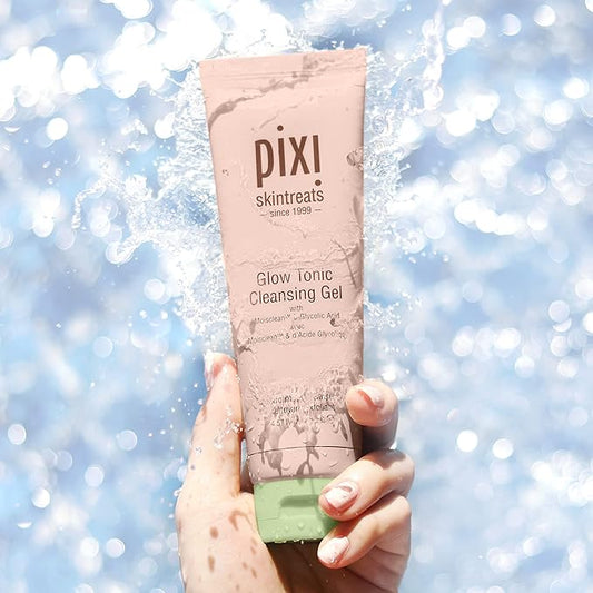 Pixi Beauty Glow Tonic Cleansing Gel 135ml | Glycolic Acid Facial Cleanser | Purify and Brighten Complexion | Ginseng Improves Circulation | 4.57 Fl Oz