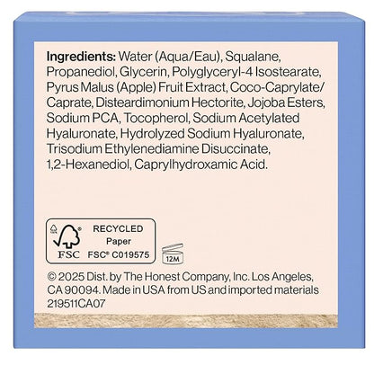 Honest Beauty Hydrogel Cream with Hyaluronic Acid | Lightweight, Moisturizing Water Cream | Gentle for Sensitive Skin, Fragrance Free, Vegan | 1.7 fl oz