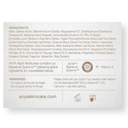 AVYA Night Moisturizer (1.7oz) - Advanced Ayurvedic Skincare/Retinol Cream with Antioxidants/Reduces Fine Lines and Wrinkles