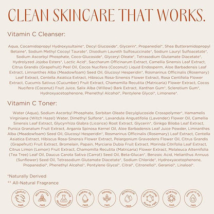 InstaNatural Vitamin C Four Step Skin Care Set, Skincare Routine, Brightens, Hydrates, Prevents Signs of Aging, Face Wash, Toner, Serum and Moisturizer, with Botanical Extracts