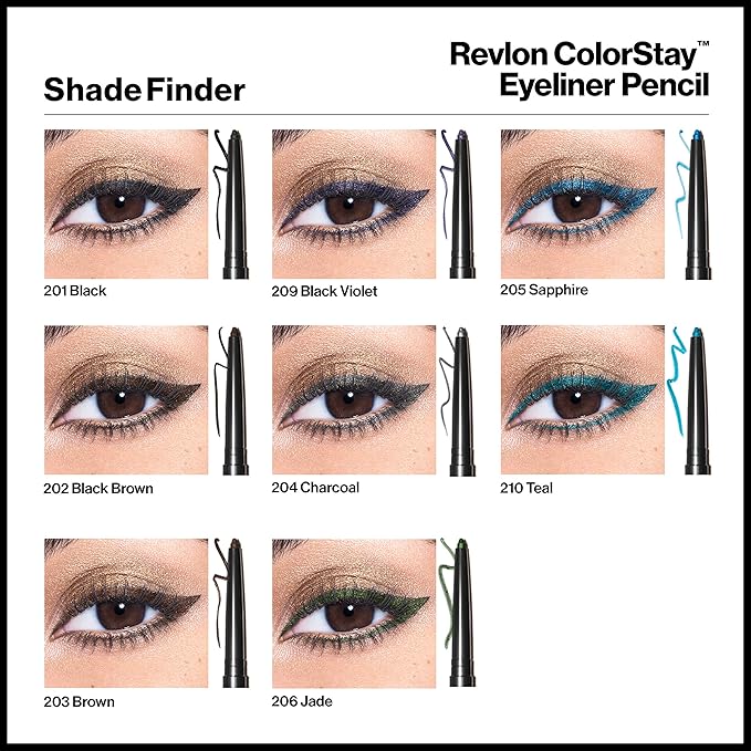Revlon ColorStay Pencil Eyeliner with Built-in Sharpener, Waterproof, Smudgeproof, Longwearing Eye Makeup with Ultra-Fine Tip, Teal, 0.028 oz