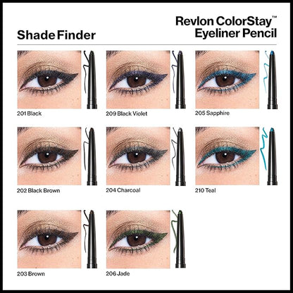 Revlon ColorStay Pencil Eyeliner with Built-in Sharpener, Waterproof, Smudgeproof, Longwearing Eye Makeup with Ultra-Fine Tip, Teal, 0.028 oz