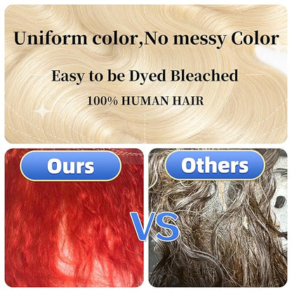 613 Blonde Bundles Human Hair 16A Body Wave Hair Bundle Brazilian Quick weave Deals 16Inch Wet Wavy Hair Unprocessed Real Human Hair Extensions for Women