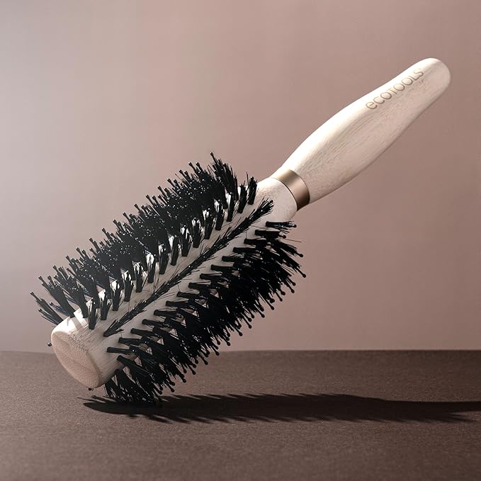 EcoTools Volumizing Round Hairbrush, Achieve Full Blow Out, Heat Resistant For Easy Blow Drying, Vegan Bristles Tame Frizz & Smooth Hair, Made With Renewable Bamboo, Cruelty-Free, 1 Count