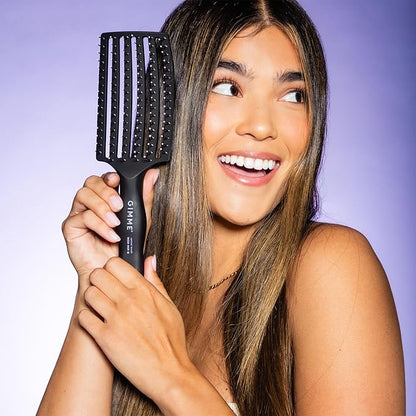Gimme Beauty Vented Detangling Brush - Quick-Dry, Heat-Resistant Wet Brush for Thick or Thin Locks - Supports Healthy Hair - Flexible Curved Design for Fine Locks - Thick Hair