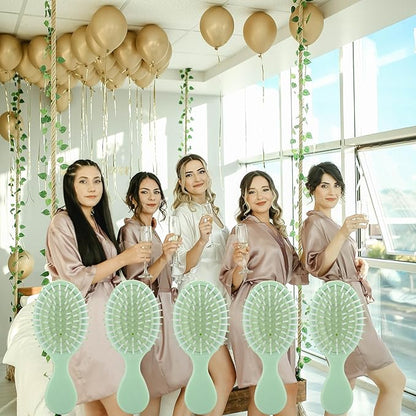 Bridesmaid Proposal Gifts: Mini Dry and Wet Travel Detangling Brush Set for Wedding Party Favors (Sage Green)