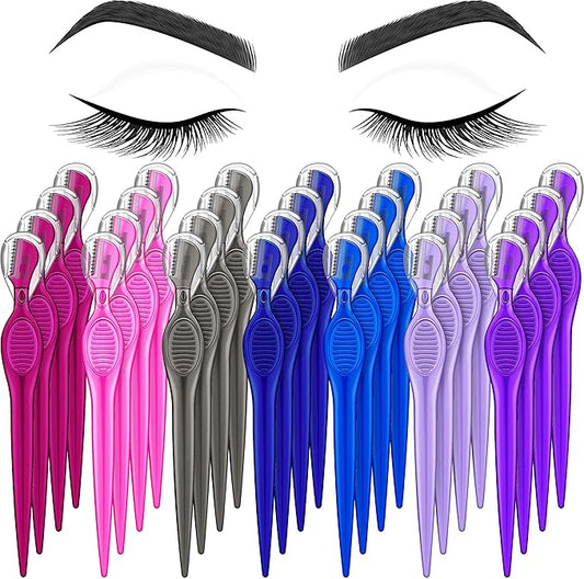 Mudder 28 Pcs Eyebrow Razor Knife Shaver Trimmer Shaver Multipurpose Exfoliating Tool Facial Hair Removal for Women Valentine Gift Giving(Assorted Colors)
