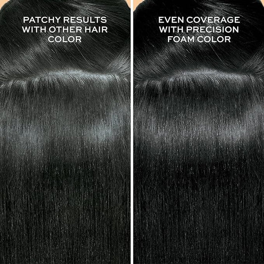 John Frieda Precision Foam Colour, Blue Black 2A, Full-coverage Hair Color Kit, Anti-Fade Gray Coverage, Deep Color Saturation Hair Dye, 1 Application