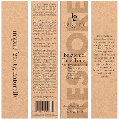 Bakuchiol Face Toner - USA Made with Natural & Organic Ingredients, Skin Toner for Oily and Acne Prone Skin, Spray Toner for Aging Skin, Smoothes Fine Lines & Wrinkles, Face Toner for Women Anti Aging